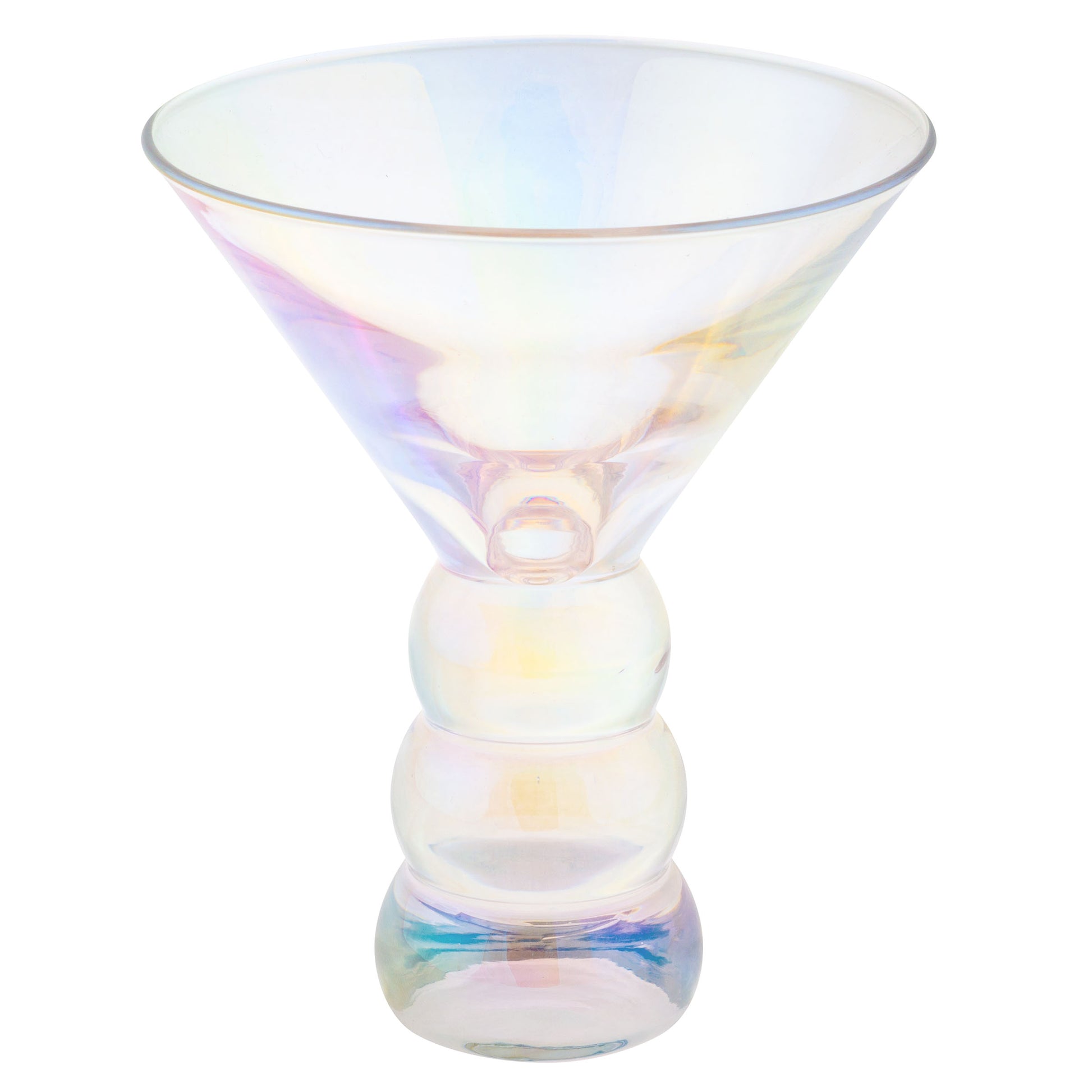 Clear Iridescent Lexi Collection Martini Glass Set individual view. 