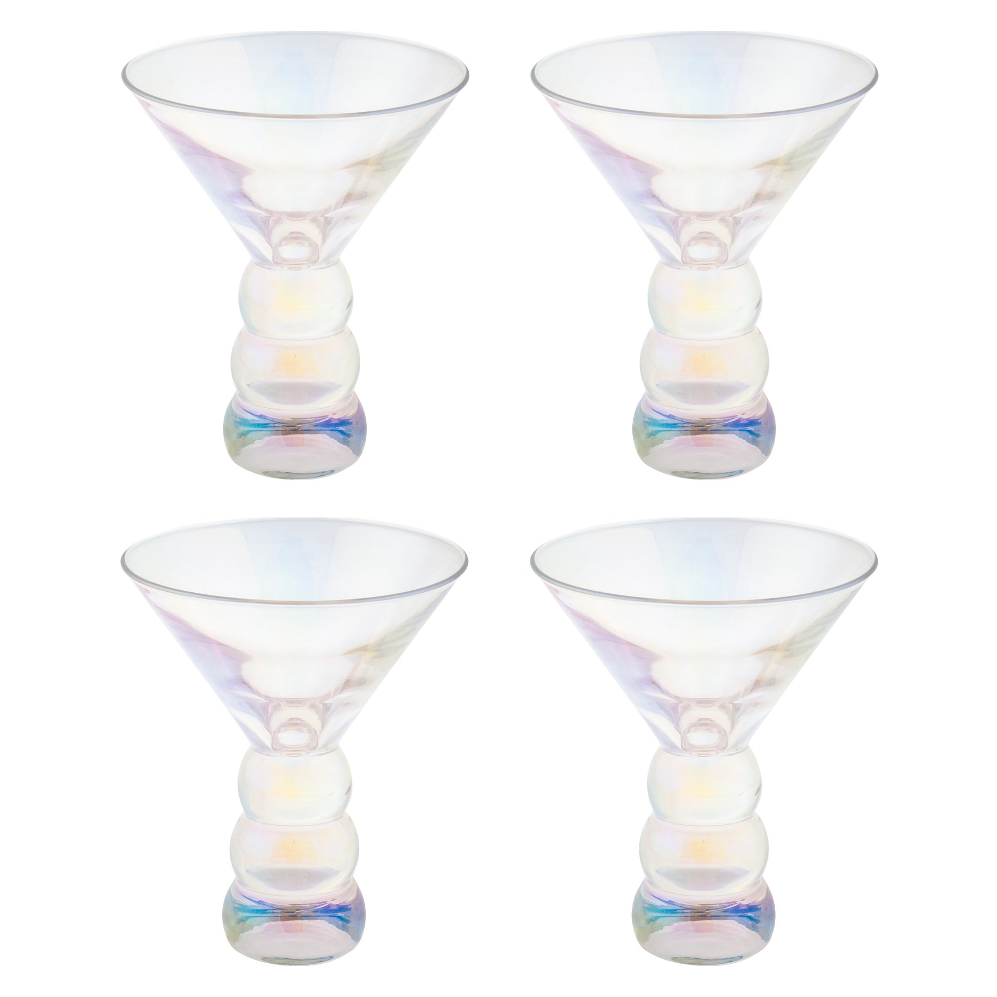 Clear Iridescent Lexi Collection Martini Glass Set of four view. 