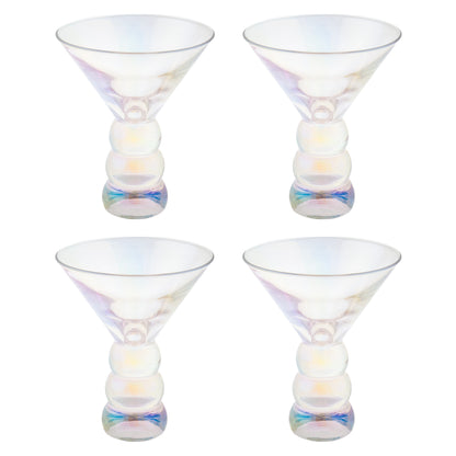 Clear Iridescent Lexi Collection Martini Glass Set of four view. 