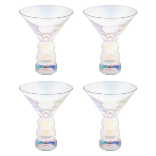 Clear Iridescent Lexi Collection Martini Glass Set of four view. 