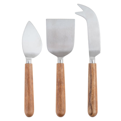 Set of 3 Wood Cheese Set