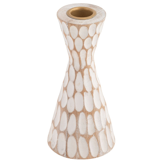 Small Whitewashed Hand Carved Candleholders