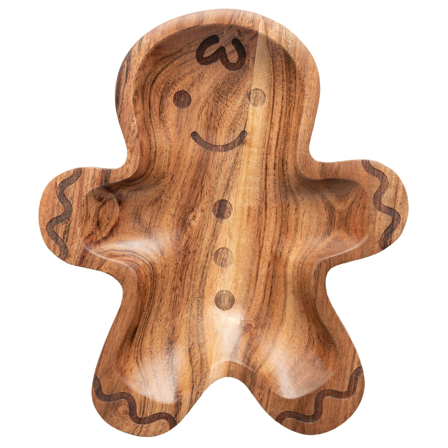 Gingerbread Man Wood Shaped Serving Bowl