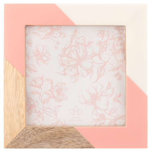 Pink and Wood Rectangle Resin Picture Frame
