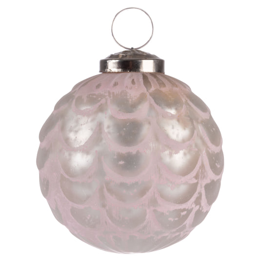 Blush 3" Scalloped Glass Ornament