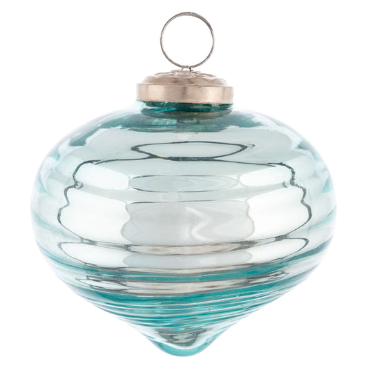 Aqua Mercury Swirl Glass Ornament