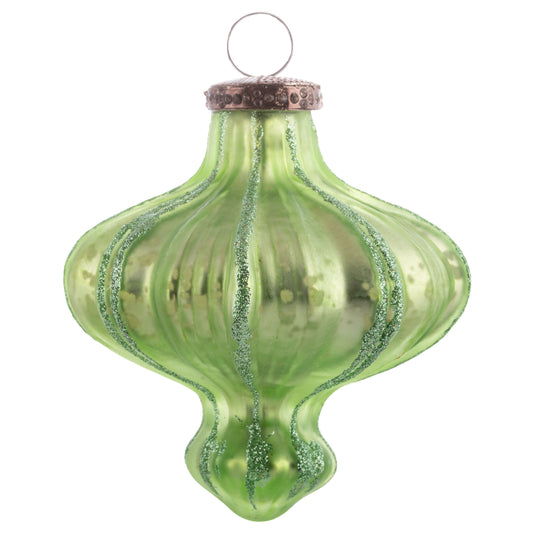 Finial Sage Glitter Ornament