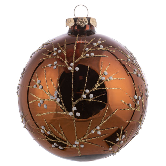 Ball Glitter Branch Glass Ornaments