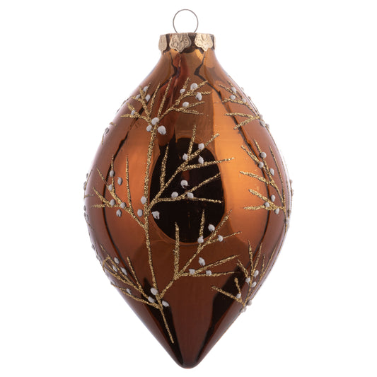Teardrop Glitter Branch Glass Ornaments