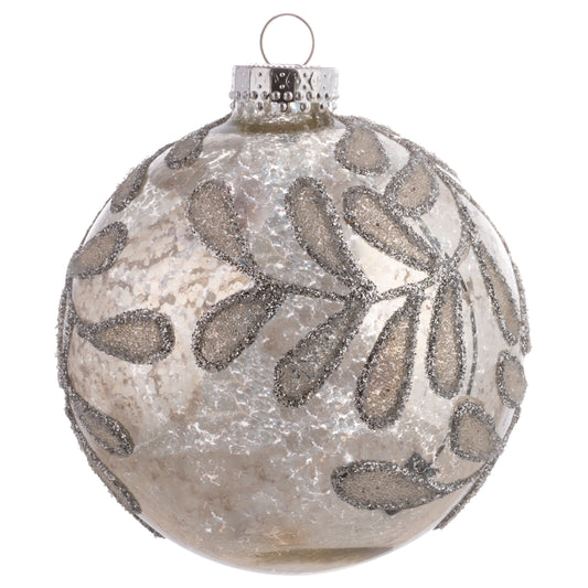Ball Glitter Leaf Glass Ornaments