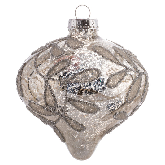 Drop Glitter Leaf Glass Ornaments