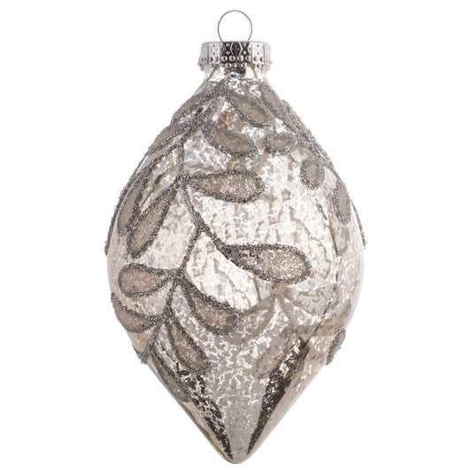 Teardrop Glitter Leaf Glass Ornaments