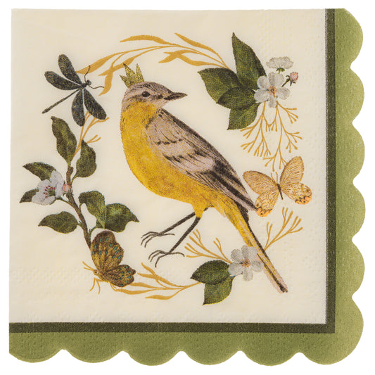 Bird Cocktail Paper Napkins individual view. 