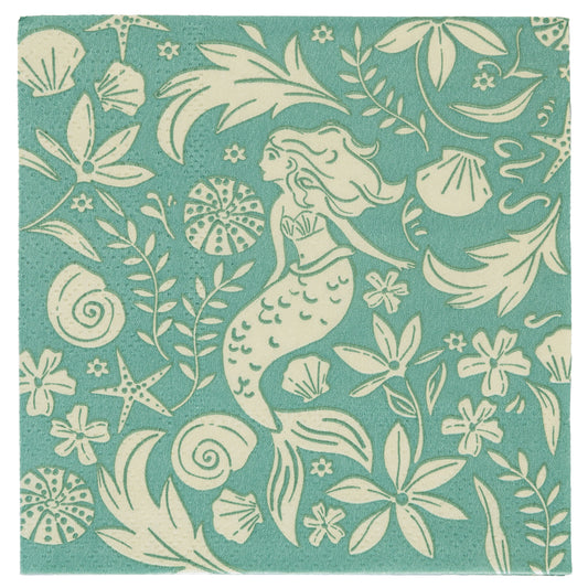 Mermaid Cocktail Paper Napkins individual view. 