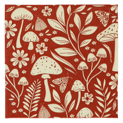 Mushroom Cocktail Paper Napkins individual view. 
