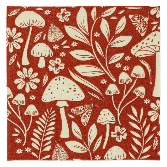Mushroom Cocktail Paper Napkins individual view. 