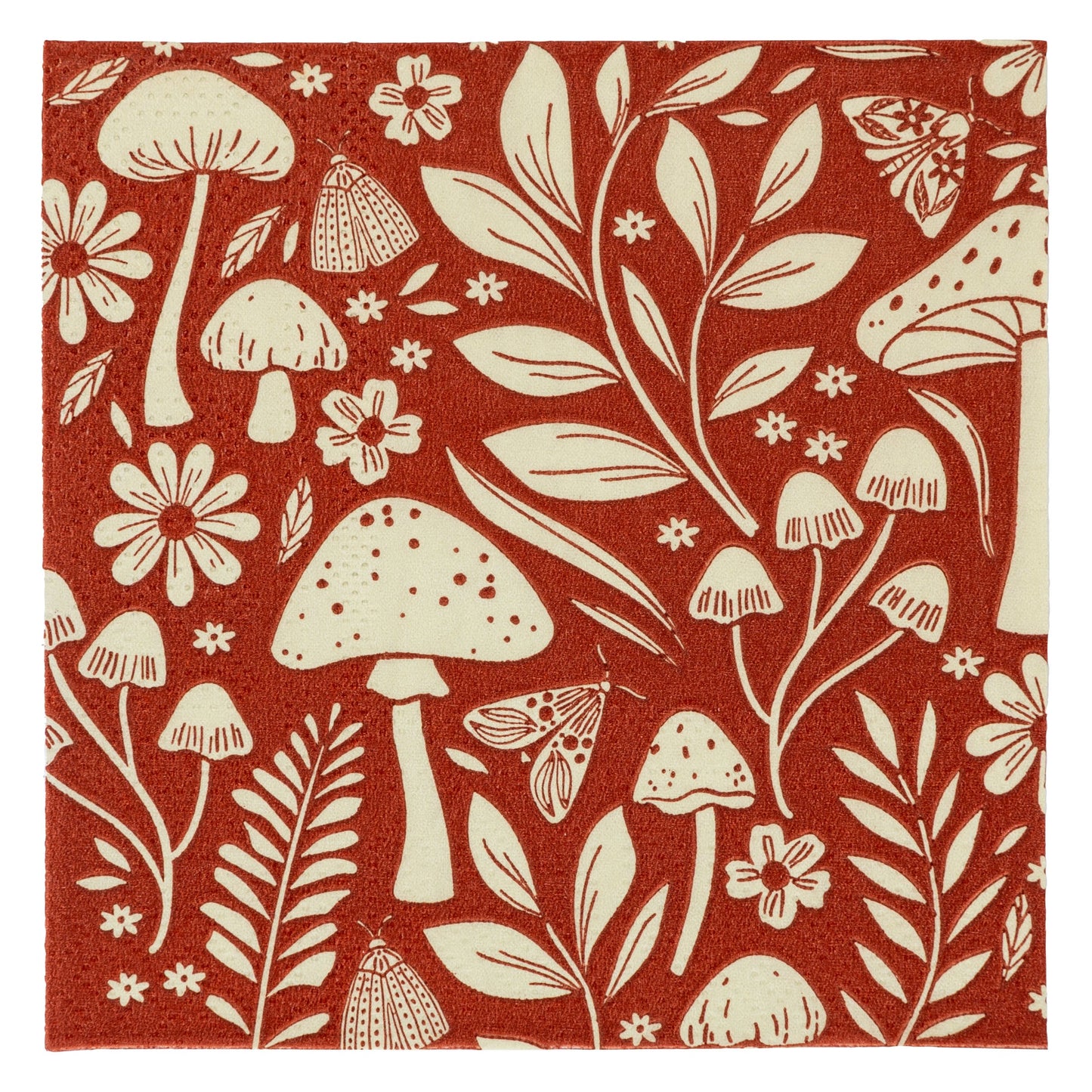 Mushroom Cocktail Paper Napkins individual view. 