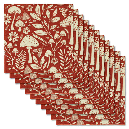 Mushroom Cocktail Paper Napkins twenty pack view. 