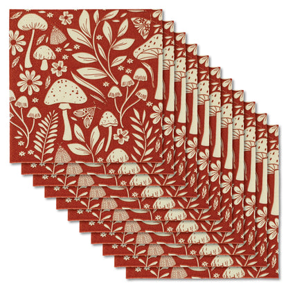 Mushroom Cocktail Paper Napkins twenty pack view. 