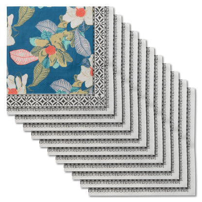 Seaside Floral Luncheon Paper Napkins 20 pack view. 