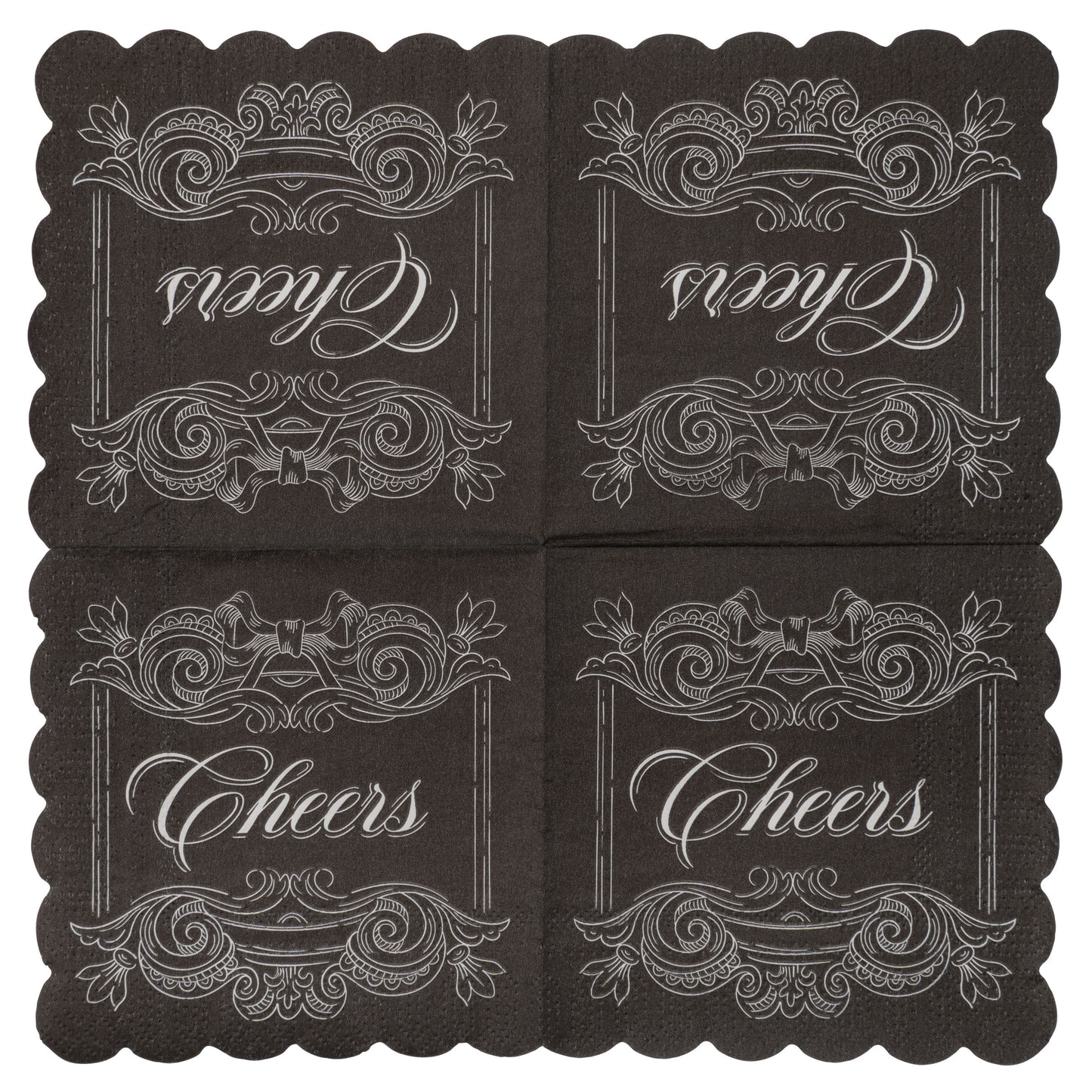 Cheers Cocktail Paper Napkins unfolded view. 