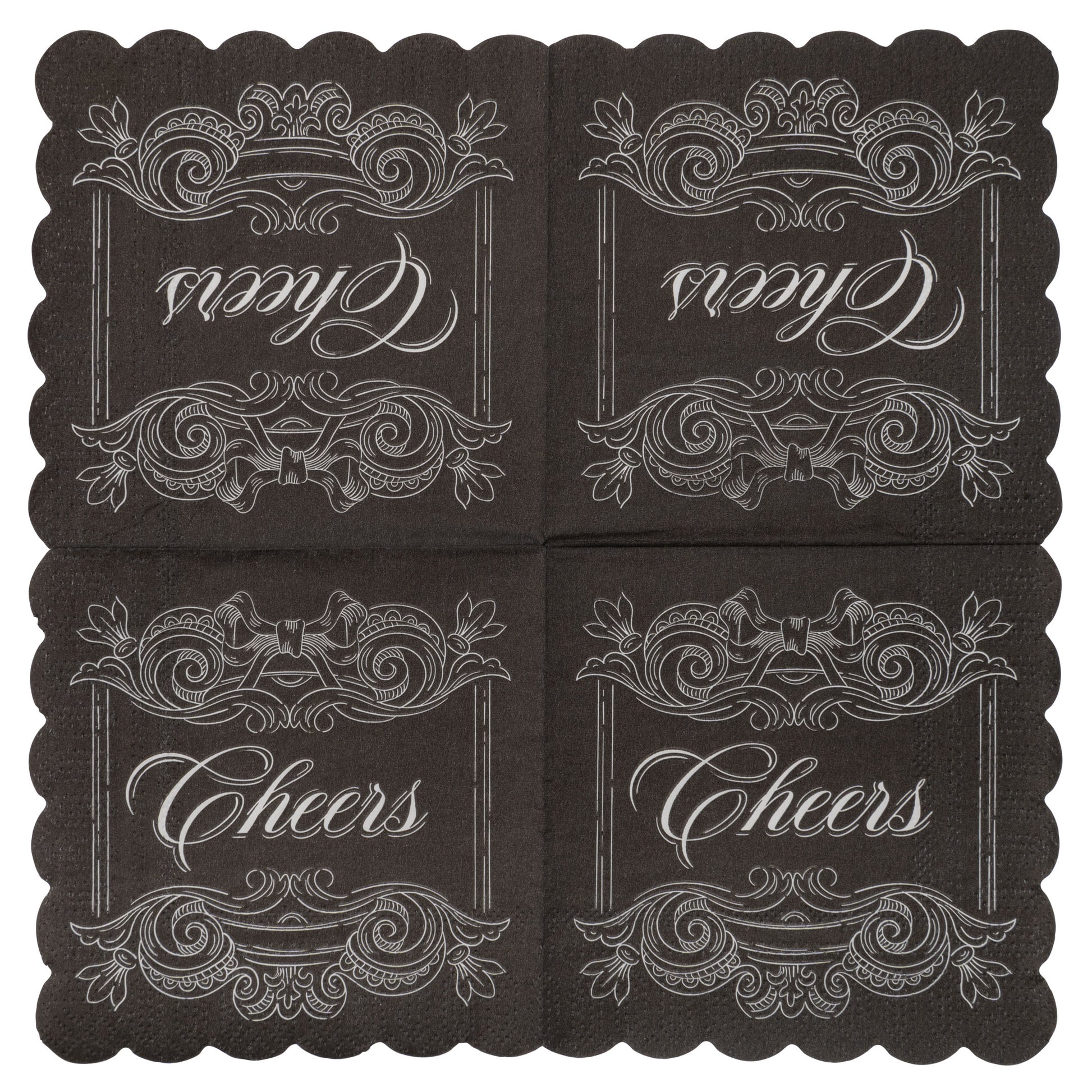 Cheers Cocktail Paper Napkins unfolded view. 