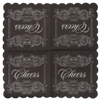 Cheers Cocktail Paper Napkins unfolded view. 