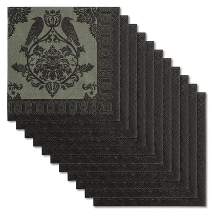 Damask Crow Cocktail Paper Napkins