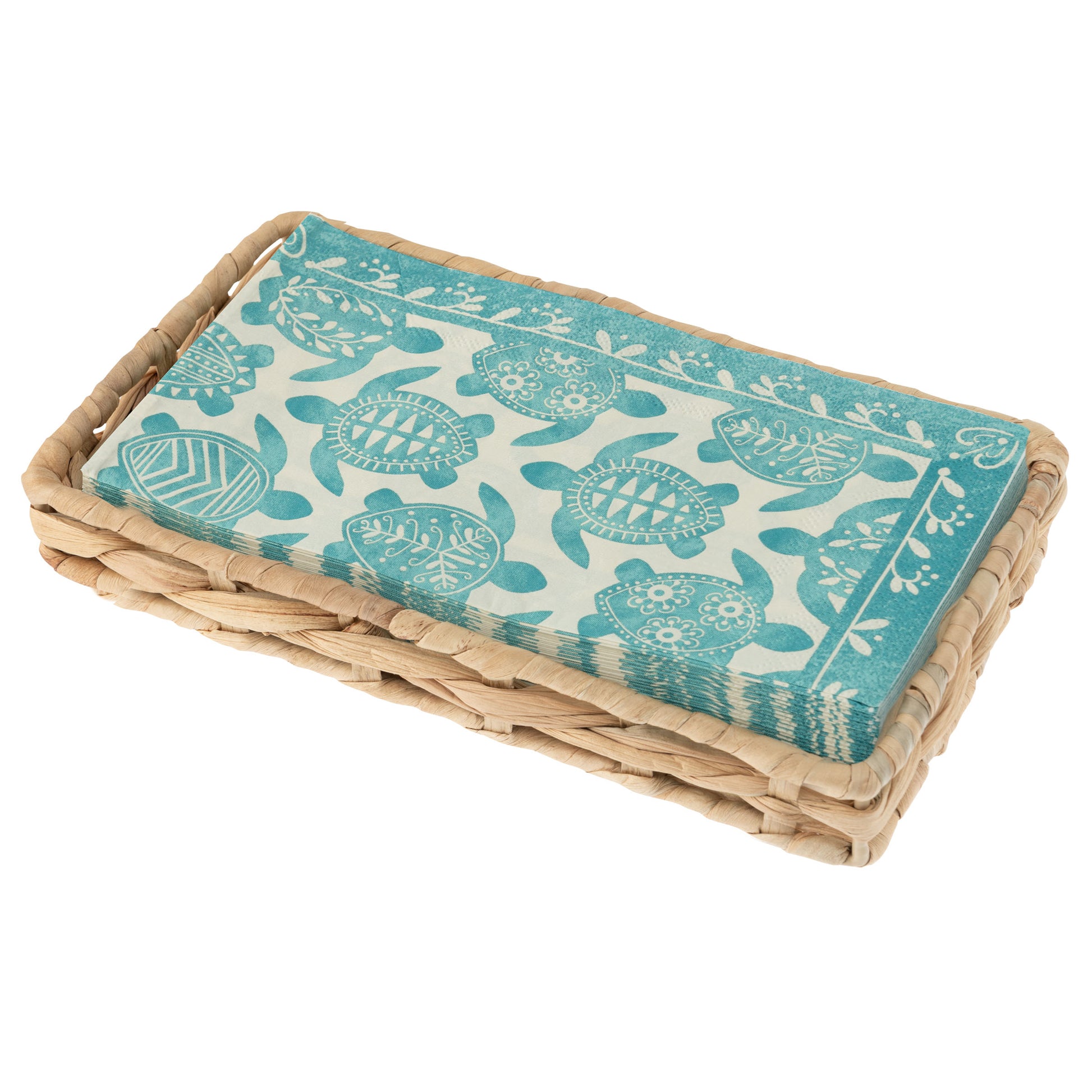 Turtle Woven Napkin Holder w/ Paper Napkins.