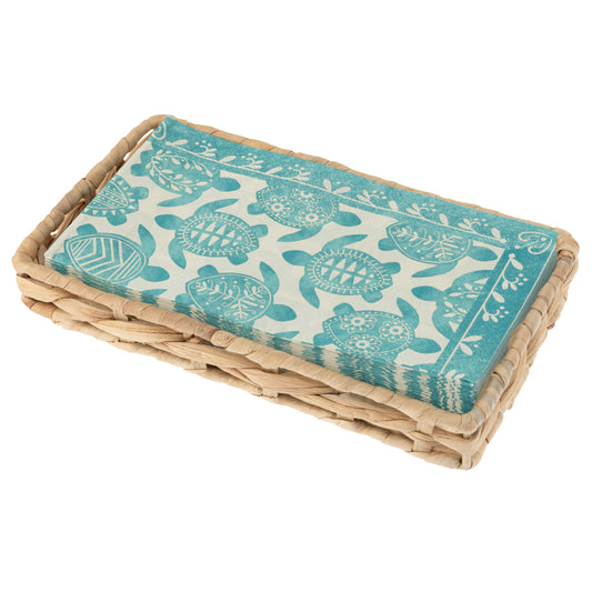 Turtle Woven Napkin Holder w/ Paper Napkins.