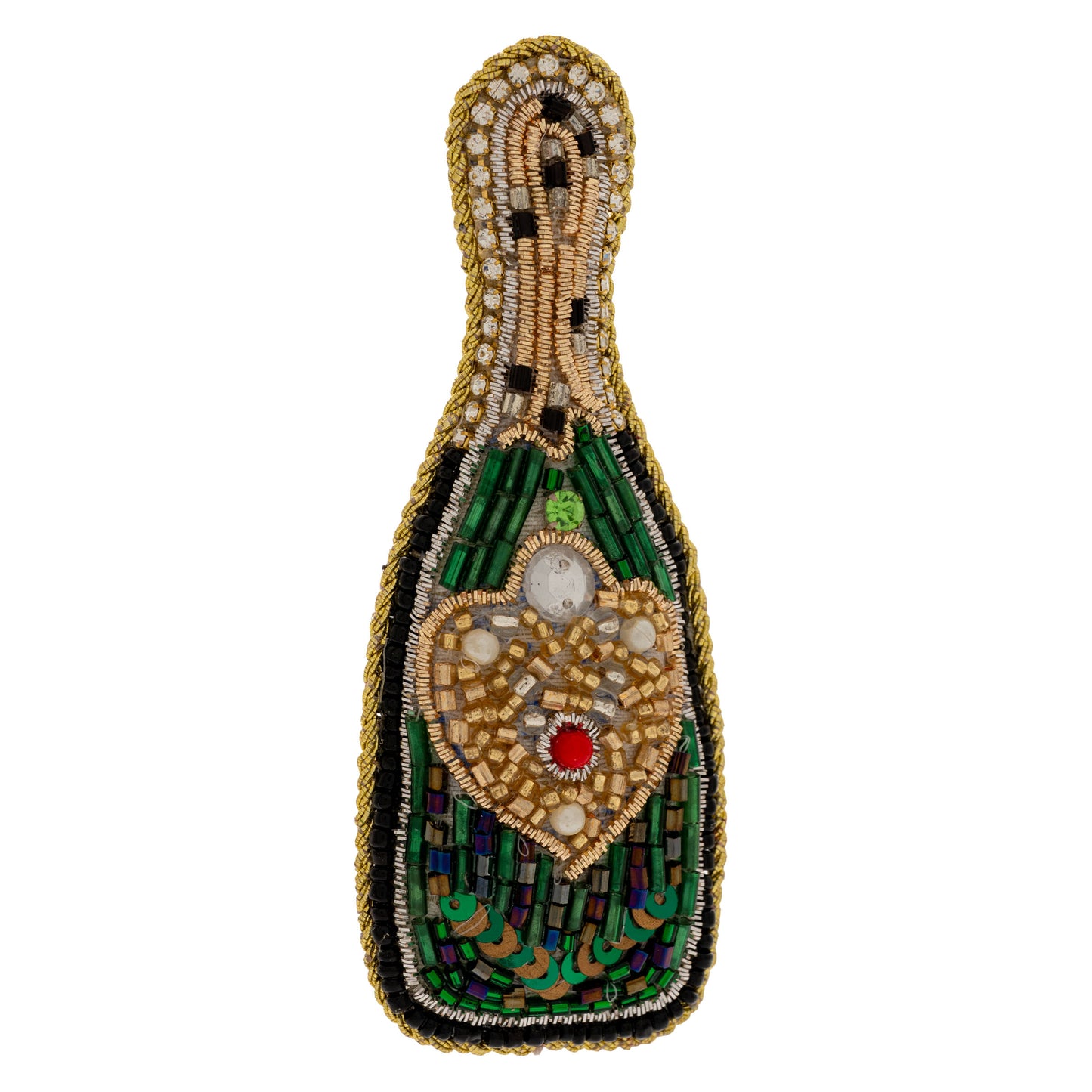 Champagne Bottle Beaded Ornament