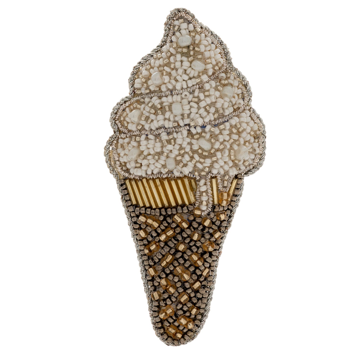 Vanilla Ice Cream Cone Beaded Ornament