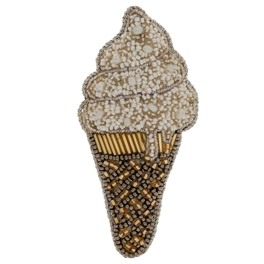 Vanilla Ice Cream Cone Beaded Ornament