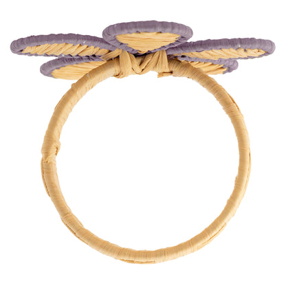 Lilac Raffia Floral Napkin Ring above view. 