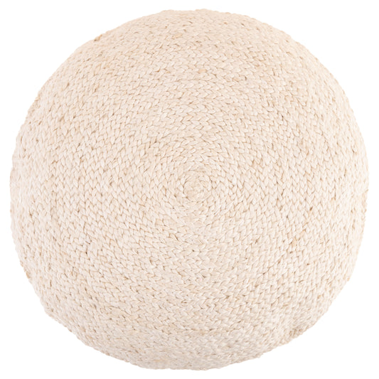 White Round Jute Pillow