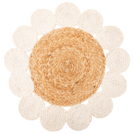 Natural & White Jute Floral Placemats