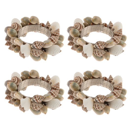 Seashell Napkin Rings set of four view. 