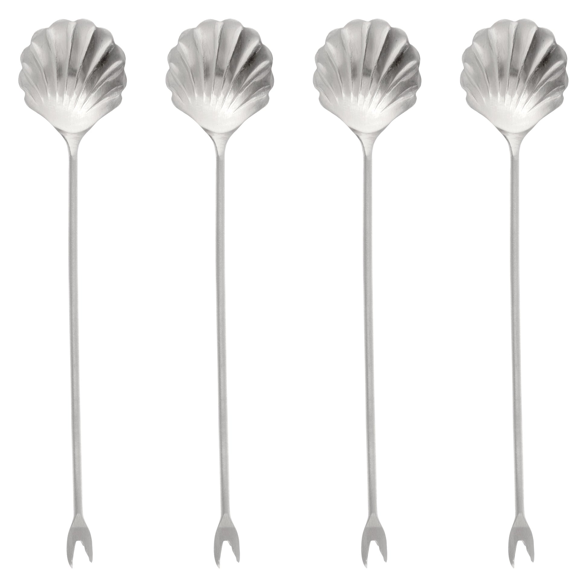 Silver Seashell Cocktail Picks set of four view