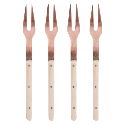 Ivory Resin Appetizer Forks set of four view. 