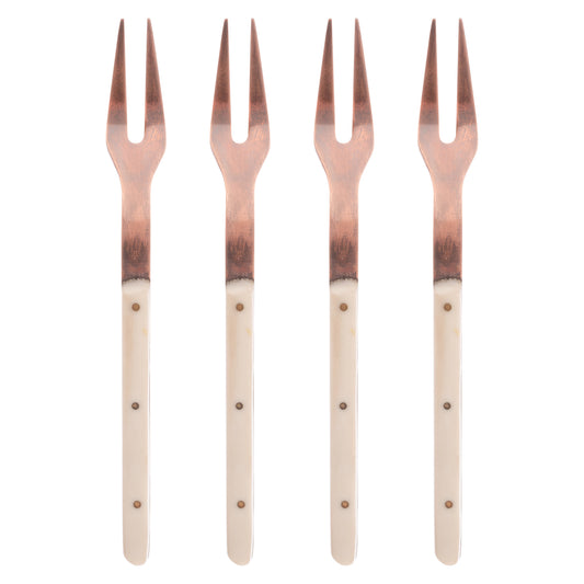 Ivory Resin Appetizer Forks set of four view. 