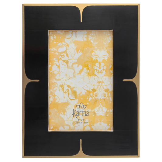 Black and Gold Rectangle Resin and Brass Frame