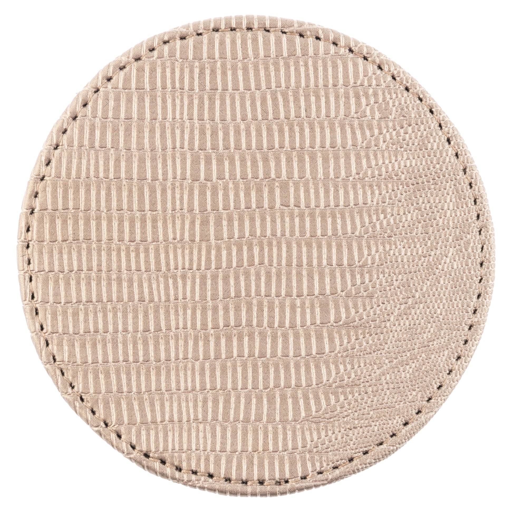 Metallic Pewter Faux Leather Coasters with Holder individual coaster view. 