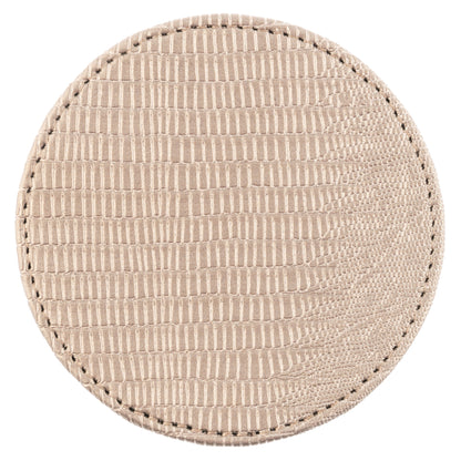 Metallic Pewter Faux Leather Coasters with Holder individual coaster view. 