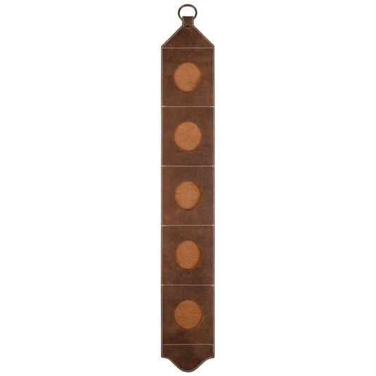 Leather Hanging Wine Holder front view. 