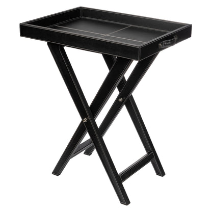 Black Leather Butler Tray