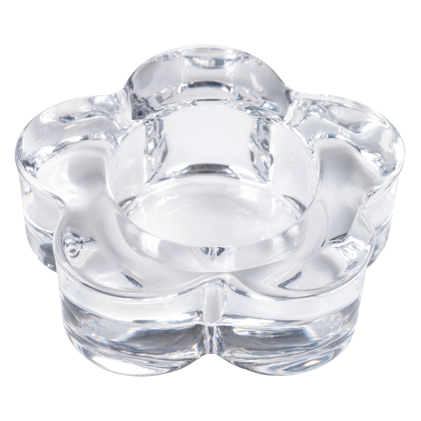 Clear Glass Flower Tealight Holder