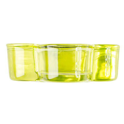 Lime Glass Flower Tealight Holder