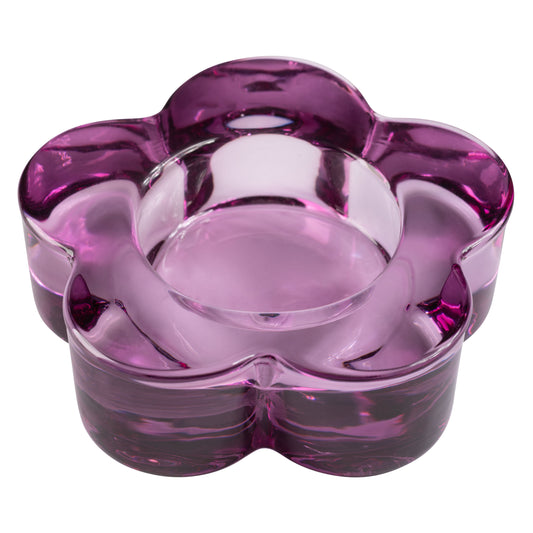Amethyst Glass Flower Tealight Holder
