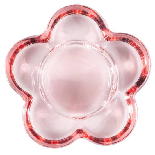 Blush Glass Flower Tealight Holder