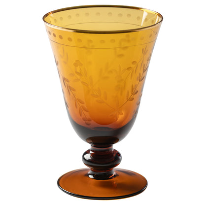 Honey Gold Etched Wine Glass